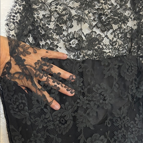 Vintage Estévez Black Floral Lace Sheer Neck Cocktail Dress – Size S - Picture 6 of 8
